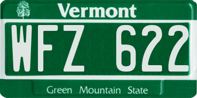 VT license plate WFZ622