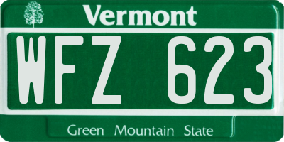 VT license plate WFZ623