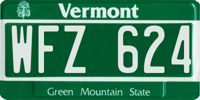 VT license plate WFZ624