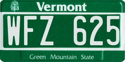 VT license plate WFZ625