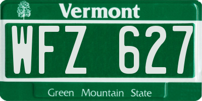 VT license plate WFZ627