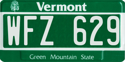 VT license plate WFZ629