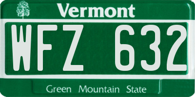 VT license plate WFZ632