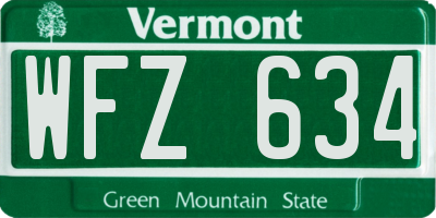VT license plate WFZ634