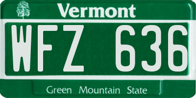 VT license plate WFZ636