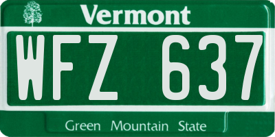 VT license plate WFZ637