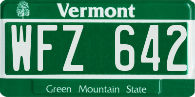 VT license plate WFZ642