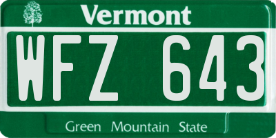 VT license plate WFZ643