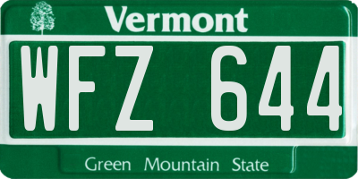 VT license plate WFZ644