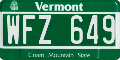VT license plate WFZ649