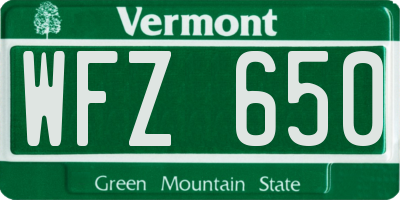VT license plate WFZ650