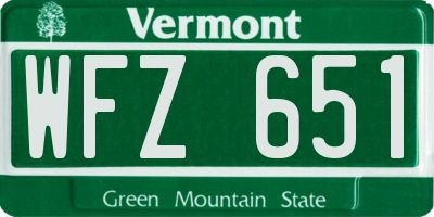 VT license plate WFZ651