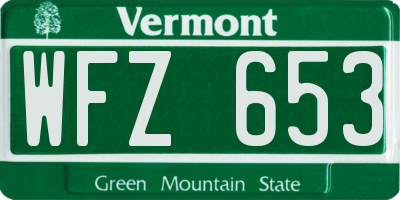 VT license plate WFZ653