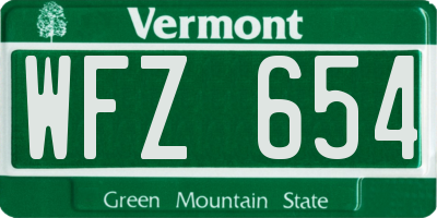 VT license plate WFZ654