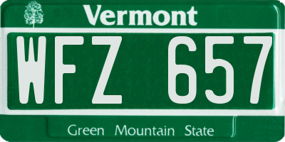 VT license plate WFZ657