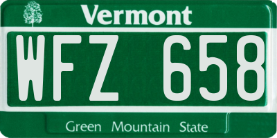 VT license plate WFZ658