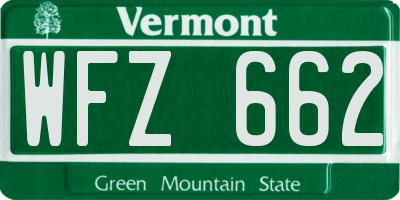 VT license plate WFZ662