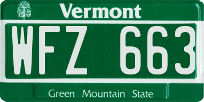 VT license plate WFZ663