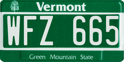VT license plate WFZ665