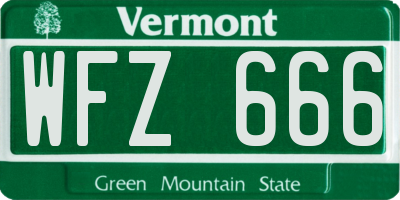 VT license plate WFZ666
