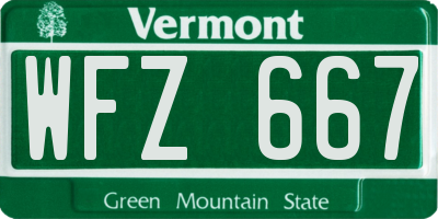 VT license plate WFZ667