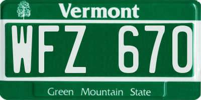 VT license plate WFZ670