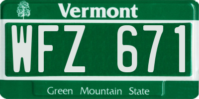 VT license plate WFZ671