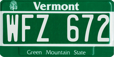 VT license plate WFZ672