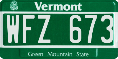 VT license plate WFZ673