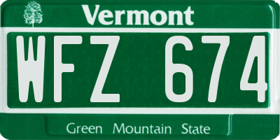 VT license plate WFZ674
