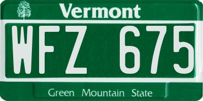 VT license plate WFZ675