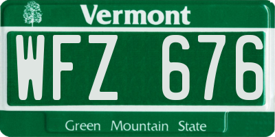 VT license plate WFZ676