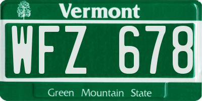 VT license plate WFZ678