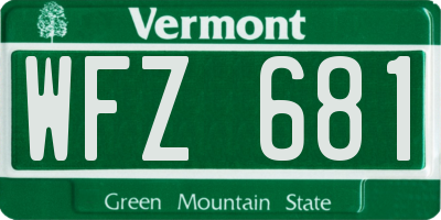 VT license plate WFZ681