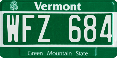 VT license plate WFZ684