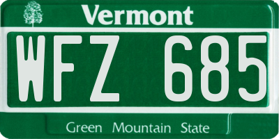 VT license plate WFZ685