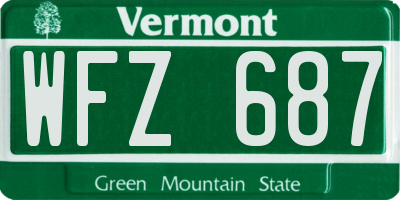 VT license plate WFZ687