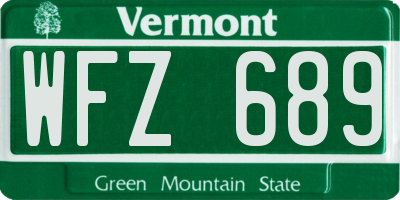 VT license plate WFZ689
