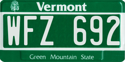 VT license plate WFZ692