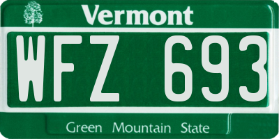 VT license plate WFZ693