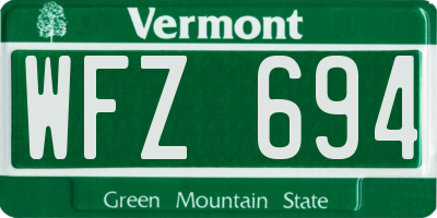 VT license plate WFZ694