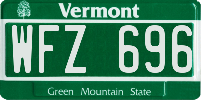 VT license plate WFZ696