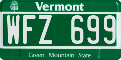 VT license plate WFZ699