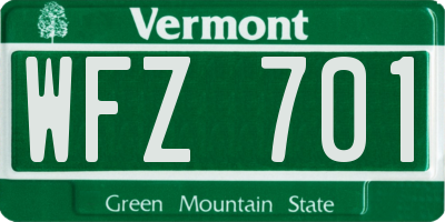 VT license plate WFZ701