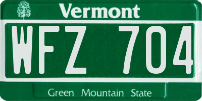 VT license plate WFZ704