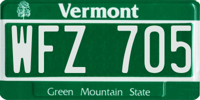 VT license plate WFZ705