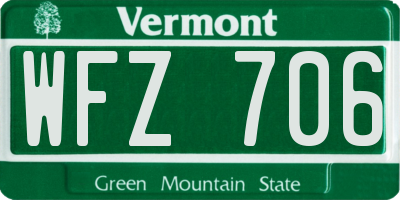 VT license plate WFZ706