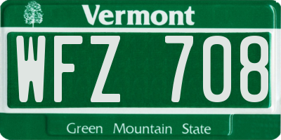 VT license plate WFZ708