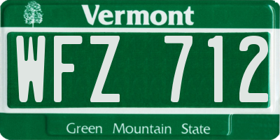 VT license plate WFZ712