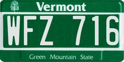 VT license plate WFZ716